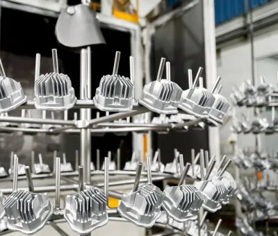 高出力照明用途に最適な放熱性能を確保するため、自動ショットブラスト工程に配置された精密設計アルミ合金ダイカストLEDヒートシンク