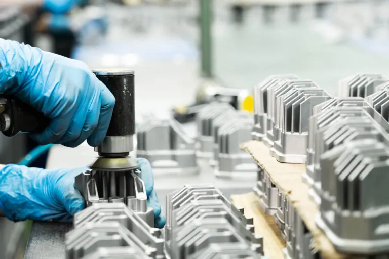 JoinCastの熟練技術者によるアルミ合金ダイカスト部品の手作業バリ取りおよび精密研磨、滑らかで高品質な表面仕上げを実現